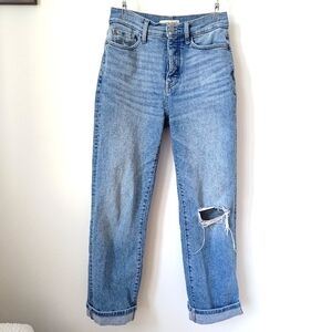Button fly denim jeans in medium light wash (sm/25)